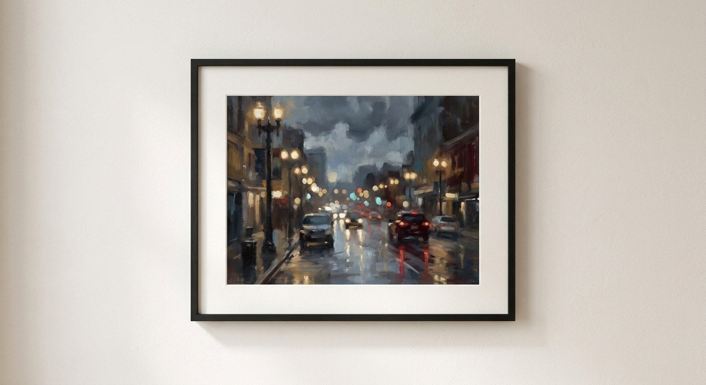 City Rain Framed Print