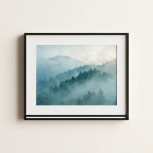 Misty Pine Ridge Framed Print