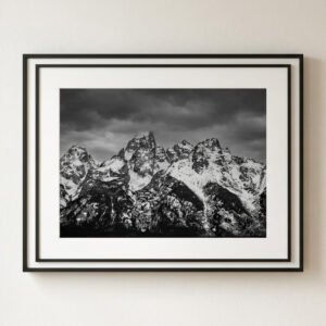 Monochrome Peaks Framed Print